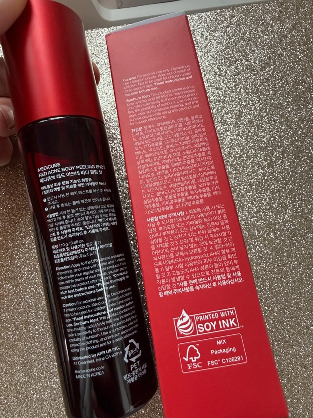 NIB 3.88oz medicube Red Acne Body Peeling Shot - Red/Black Bottle